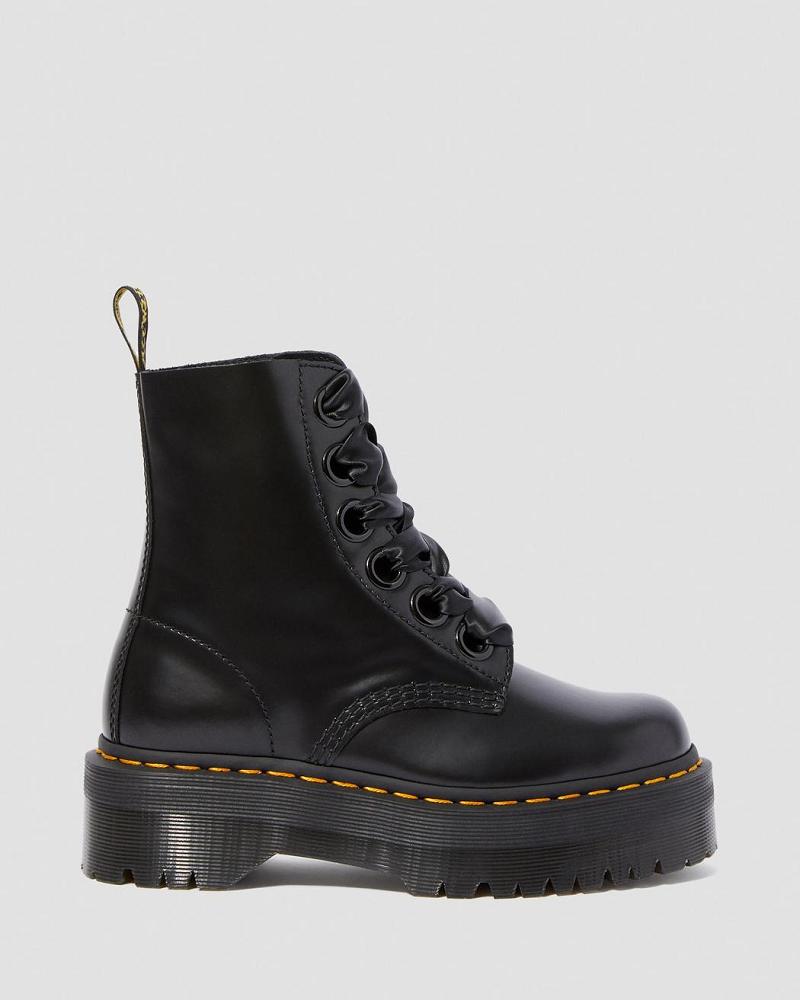 Women's Dr Martens Molly Leather Platform Boots Black | AU 250VRW